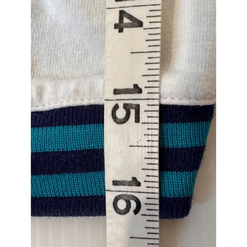 Vintage 90s Cardigan Size XL White‎ Bonaire Parrot Striped Cotton Preppy Resort
